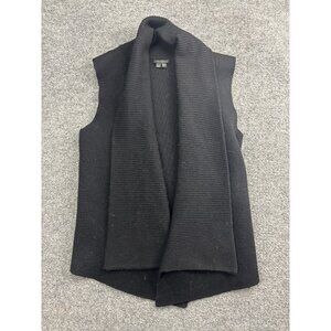 Theory Wool Cardigan Women's P/TP Black Sleeveless Sweater Vest Open Front
